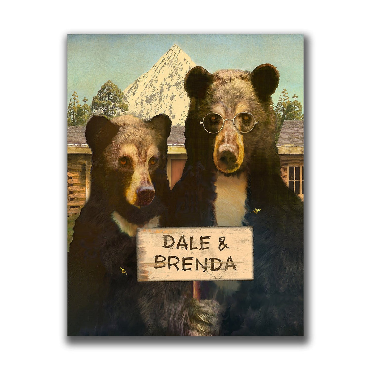 Personal-Prints art 11&quot;x14&quot; Block Mount Mountain Gothic Black Bears