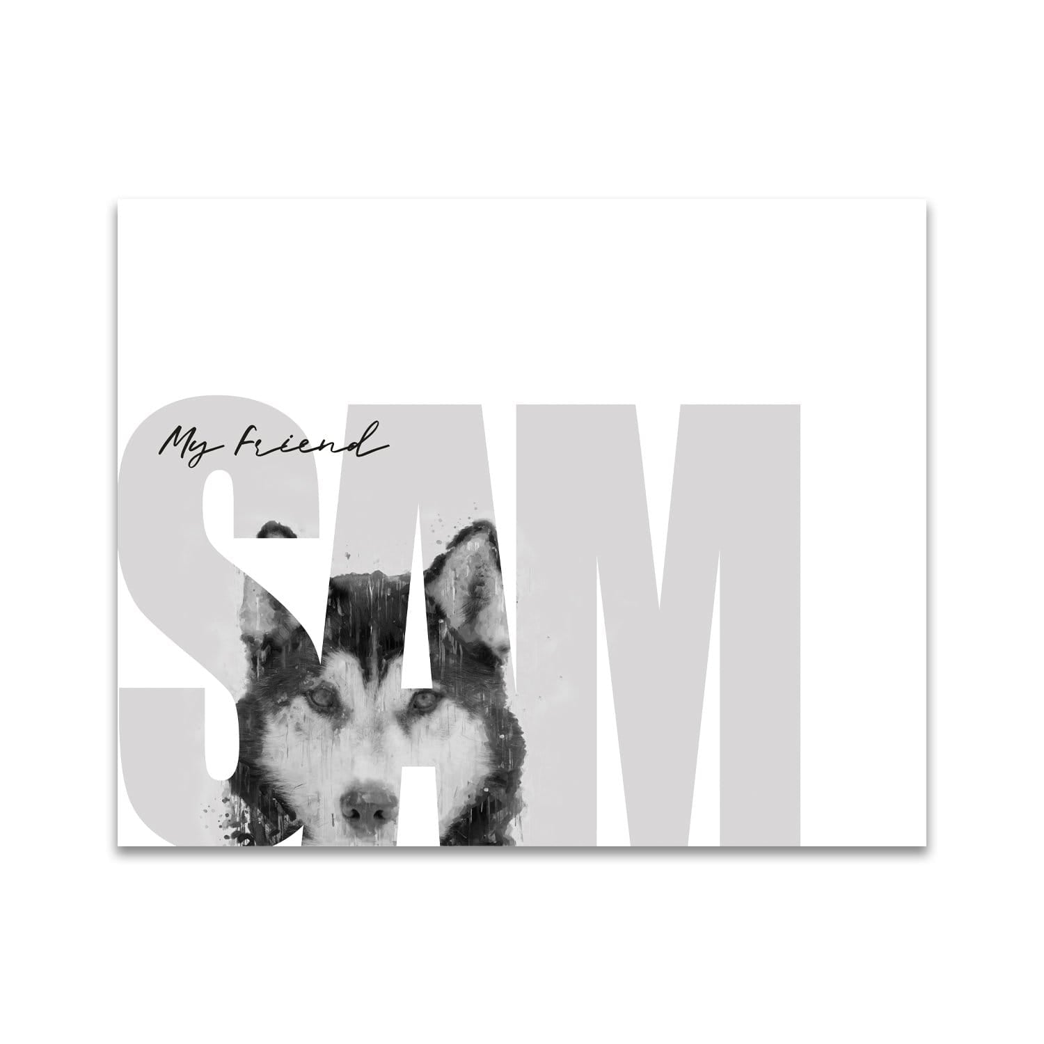 Personal-Prints art 11"x14" Block Mount My Friend - Husky (Dark Eyes)