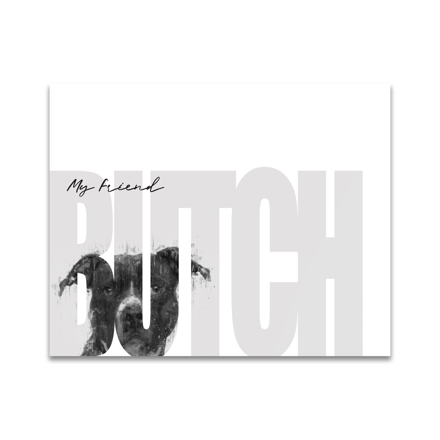 Personal-Prints art 11"x14" Block Mount My Friend - Pitbull (Dark Coloring)