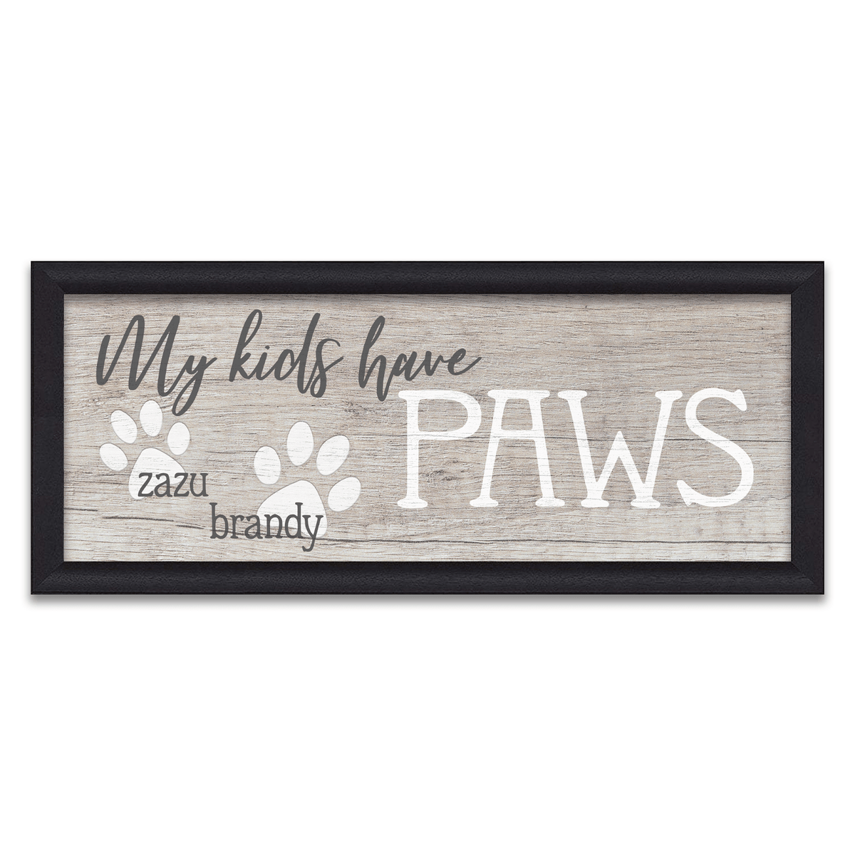 Personal-Prints art 13.5&quot;x32.5&quot; Framed Canvas My Kids Have Paws