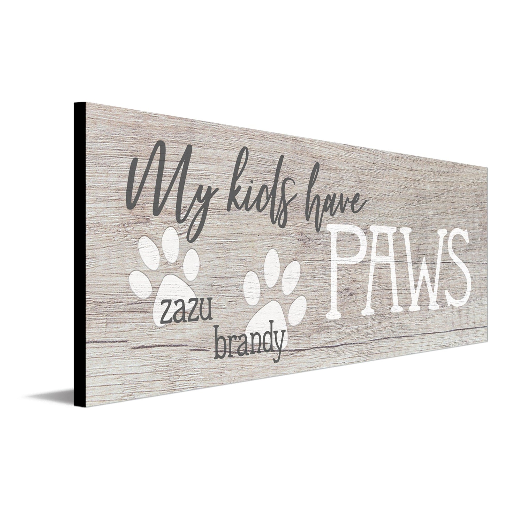 Personal-Prints art 6.5"x18" Block Mount My Kids Have Paws