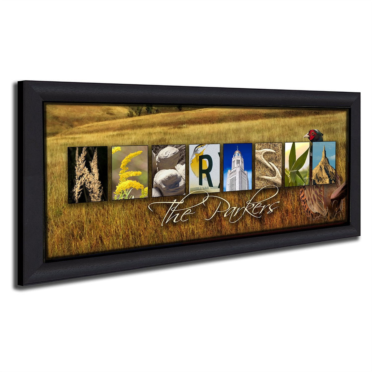 Personal-Prints art 13.5&quot;x32.5&quot; Framed Canvas NEBRASKA - State Name Art