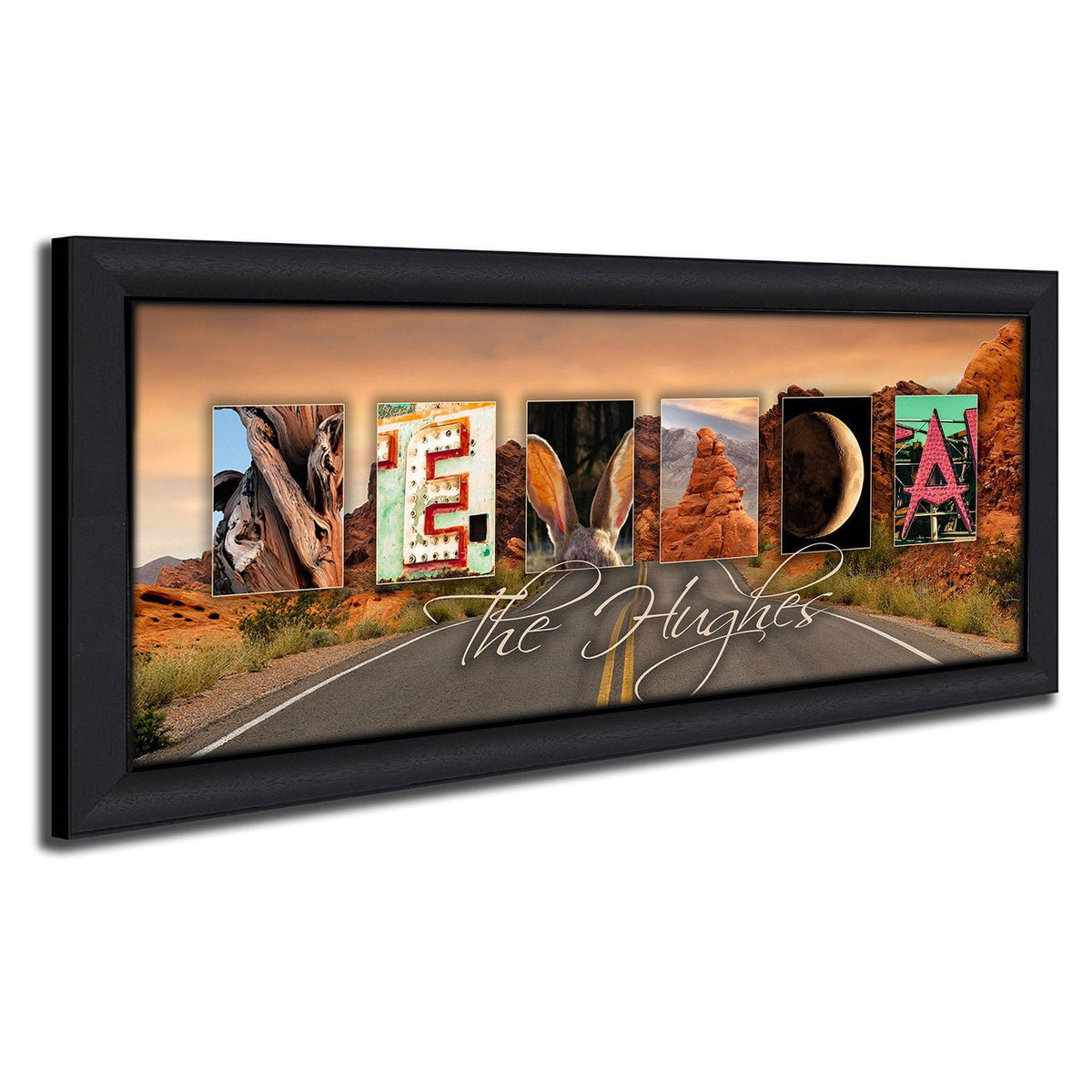 Personal-Prints art 13.5&quot;x32.5&quot; Framed Canvas NEVADA - State Name Art