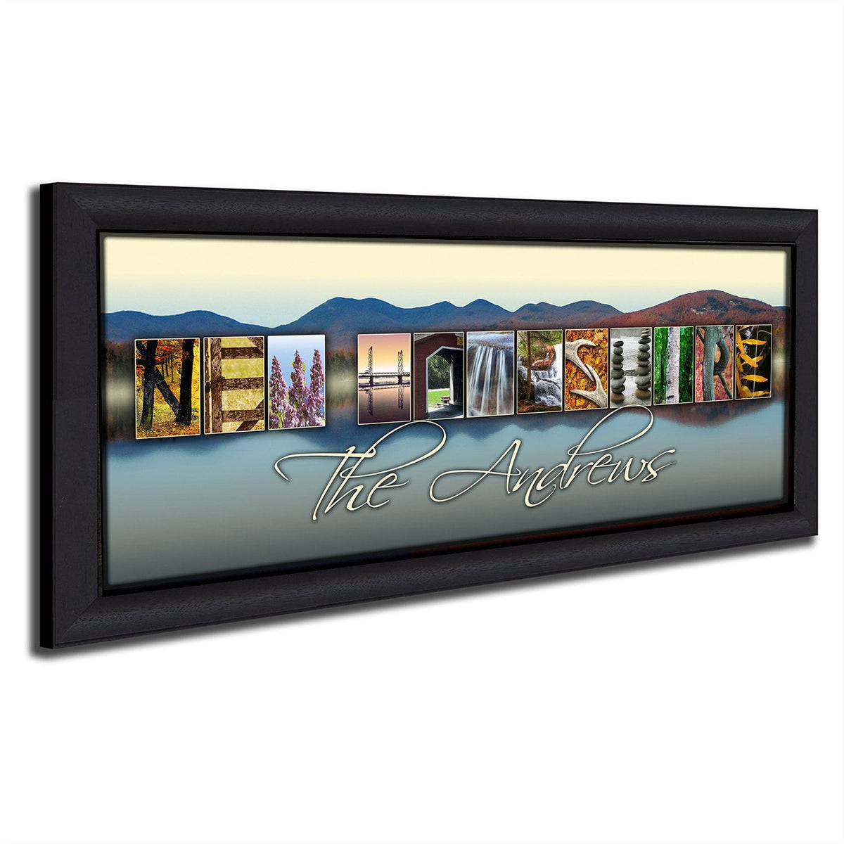 Personal-Prints art 13.5&quot;x32.5&quot; Framed Canvas NEW HAMPSHIRE - State Name Art