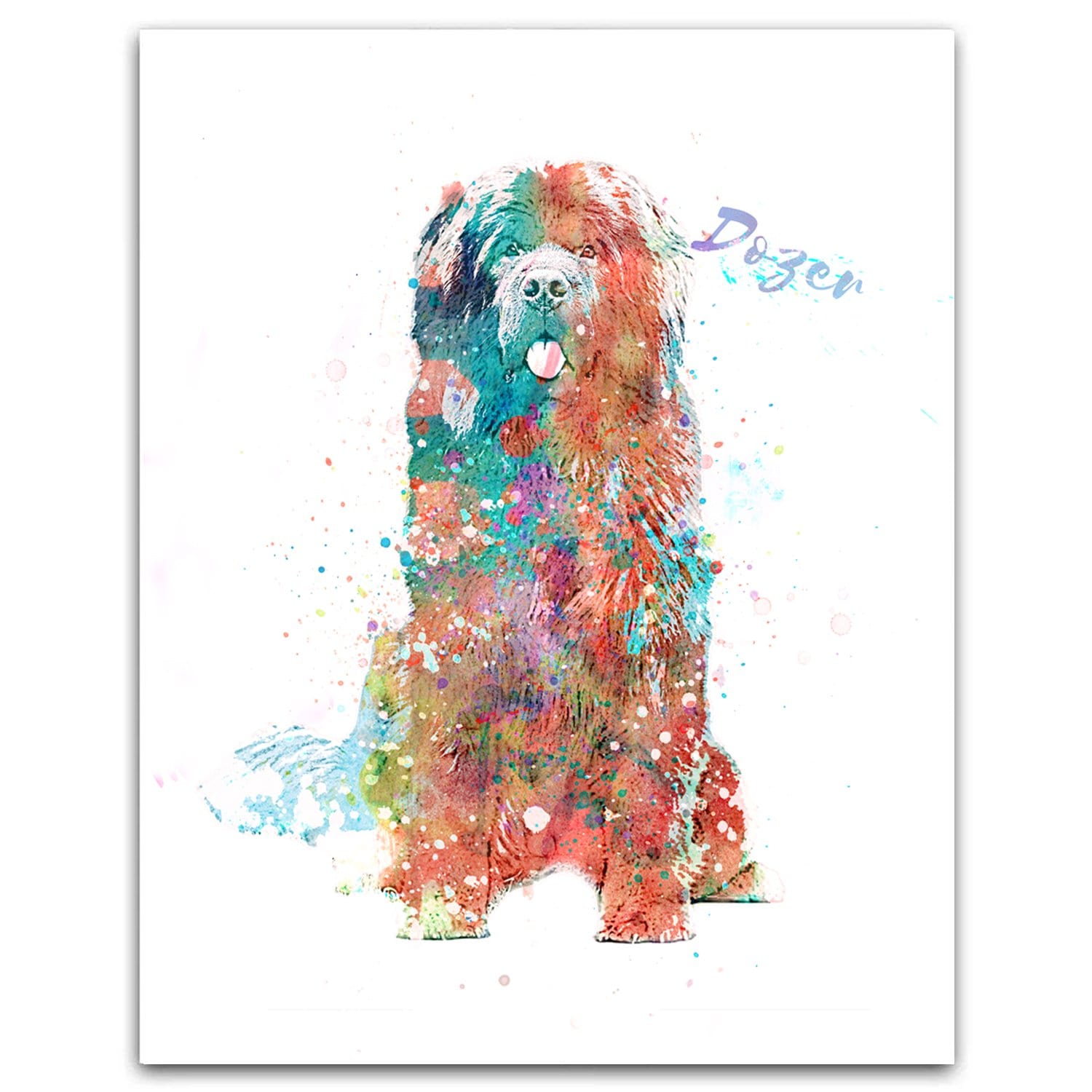 Personal-Prints art 6"x8" Block Mount Newfoundland Dog Watercolor Print