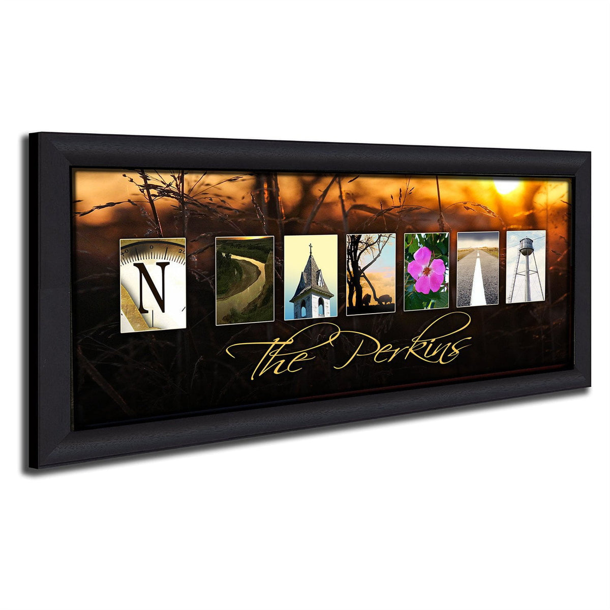 Personal-Prints art 13.5&quot;x32.5&quot; Framed Canvas NORTH DAKOTA - State Name Art