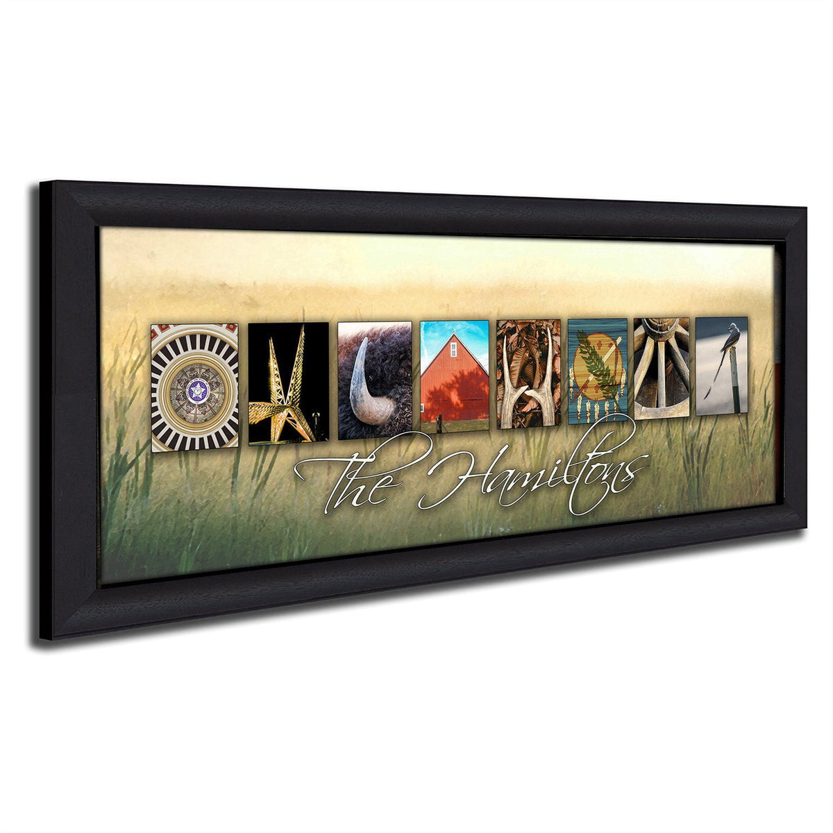 Personal-Prints art 13.5&quot;x32.5&quot; Framed Canvas OKLAHOMA - State Name Art