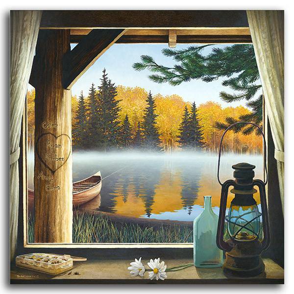 Personal-Prints art 16"x16" Block Mount Our Cabin Getaway