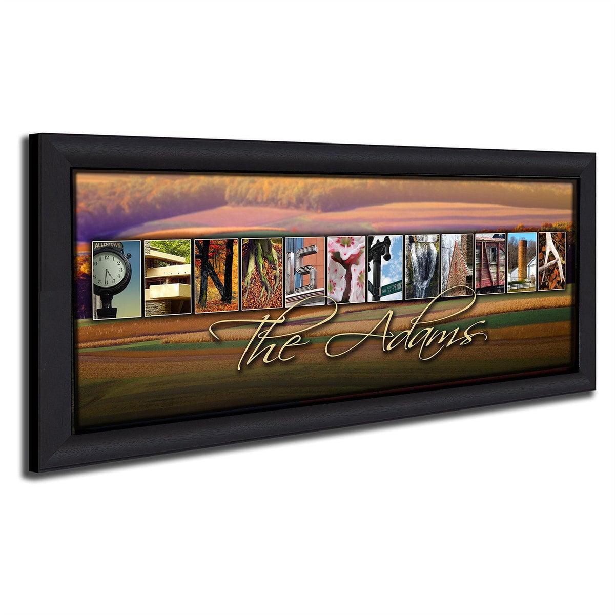 Personal-Prints art 13.5&quot;x32.5&quot; Framed Canvas PENNSYLVANIA - State Name Art