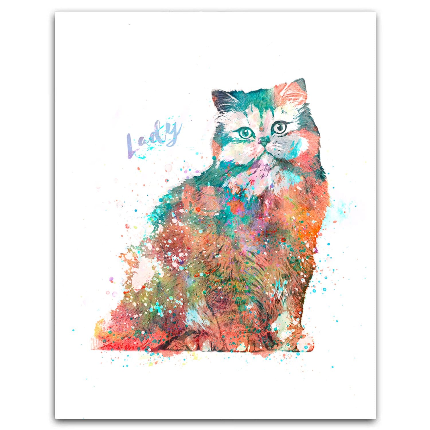 Personal-Prints art 6"x8" Block Mount Persian Cat Watercolor Print