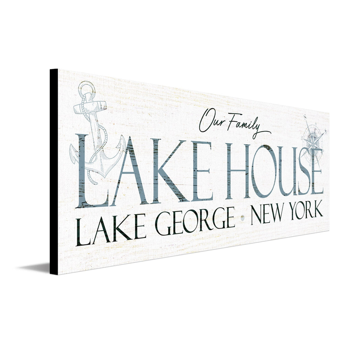 Personal-Prints art 6.5&quot;x18&quot; Block Mount Personalized Family Lake House Sign