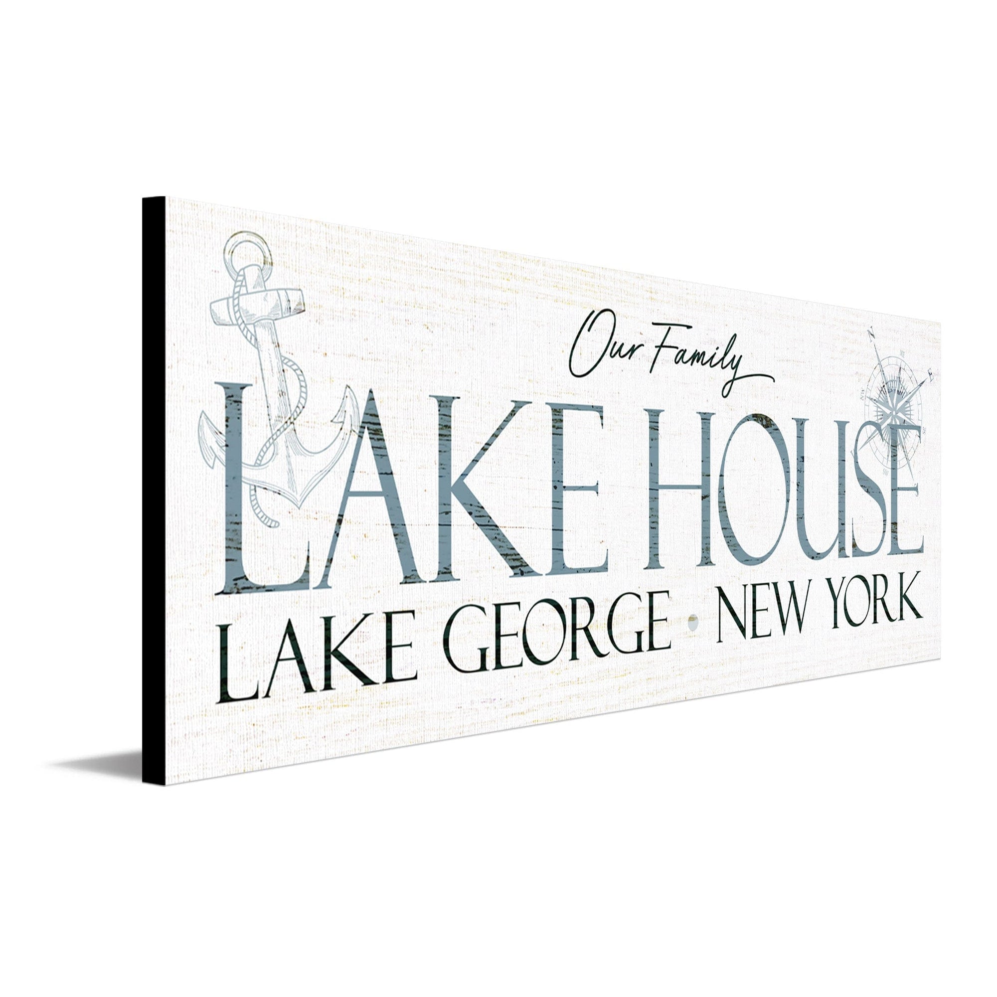 Personal-Prints art 6.5"x18" Block Mount Personalized Family Lake House Sign