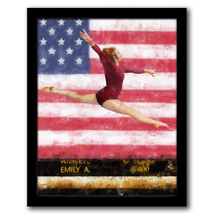 Personal-Prints art 12.5&quot;x15.5&quot; Framed Canvas Personalized Gymnast Art