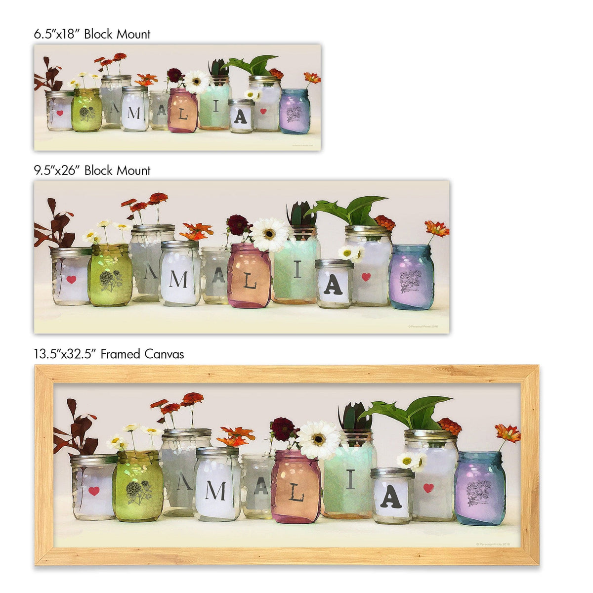 Personal-Prints art Personalized Mason Jars