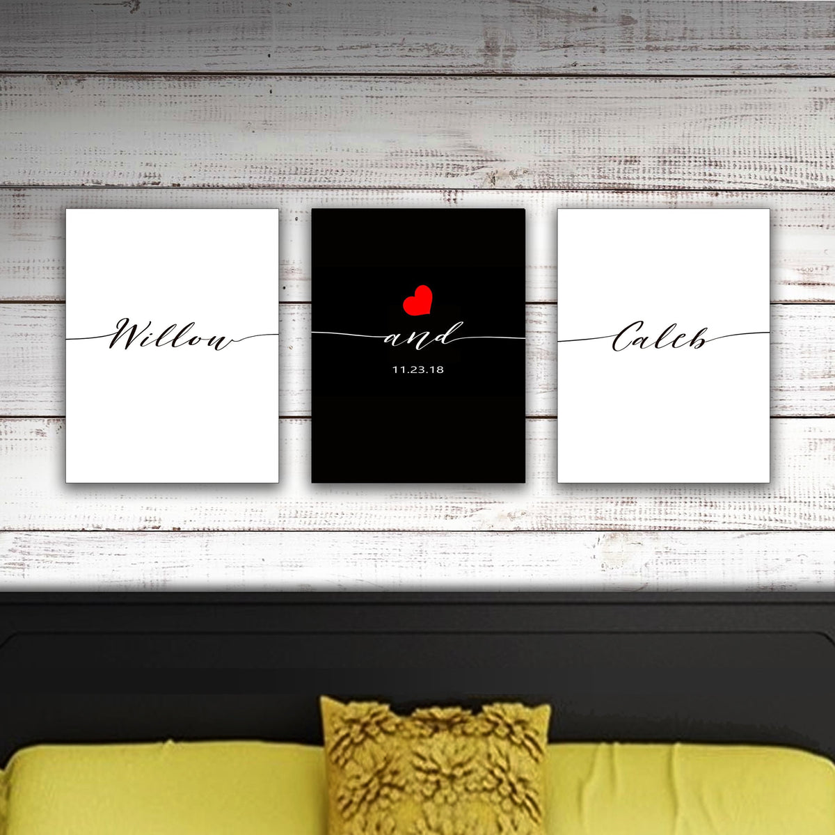 Personal-Prints art Personalized Romantic Triptych