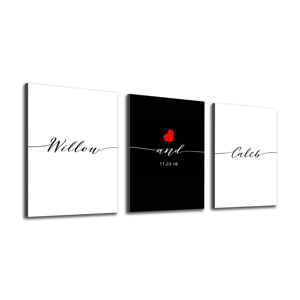 Personal-Prints art Block Mounts - 11&quot;x14&quot; panels Personalized Romantic Triptych