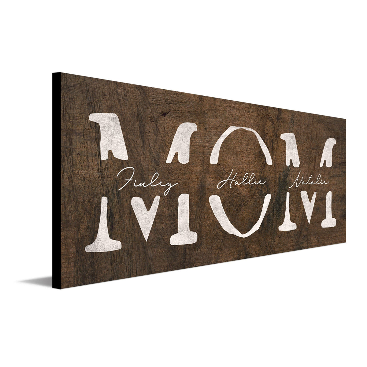 Personal-Prints art 6.5&quot;x18&quot; Block Mount Personalized Rustic Mom Sign