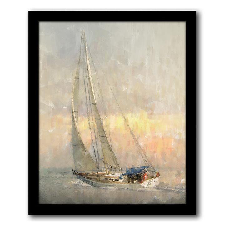 Personal-Prints art 12.5&quot;x15.5&quot; Framed Canvas Personalized Sailboat Print