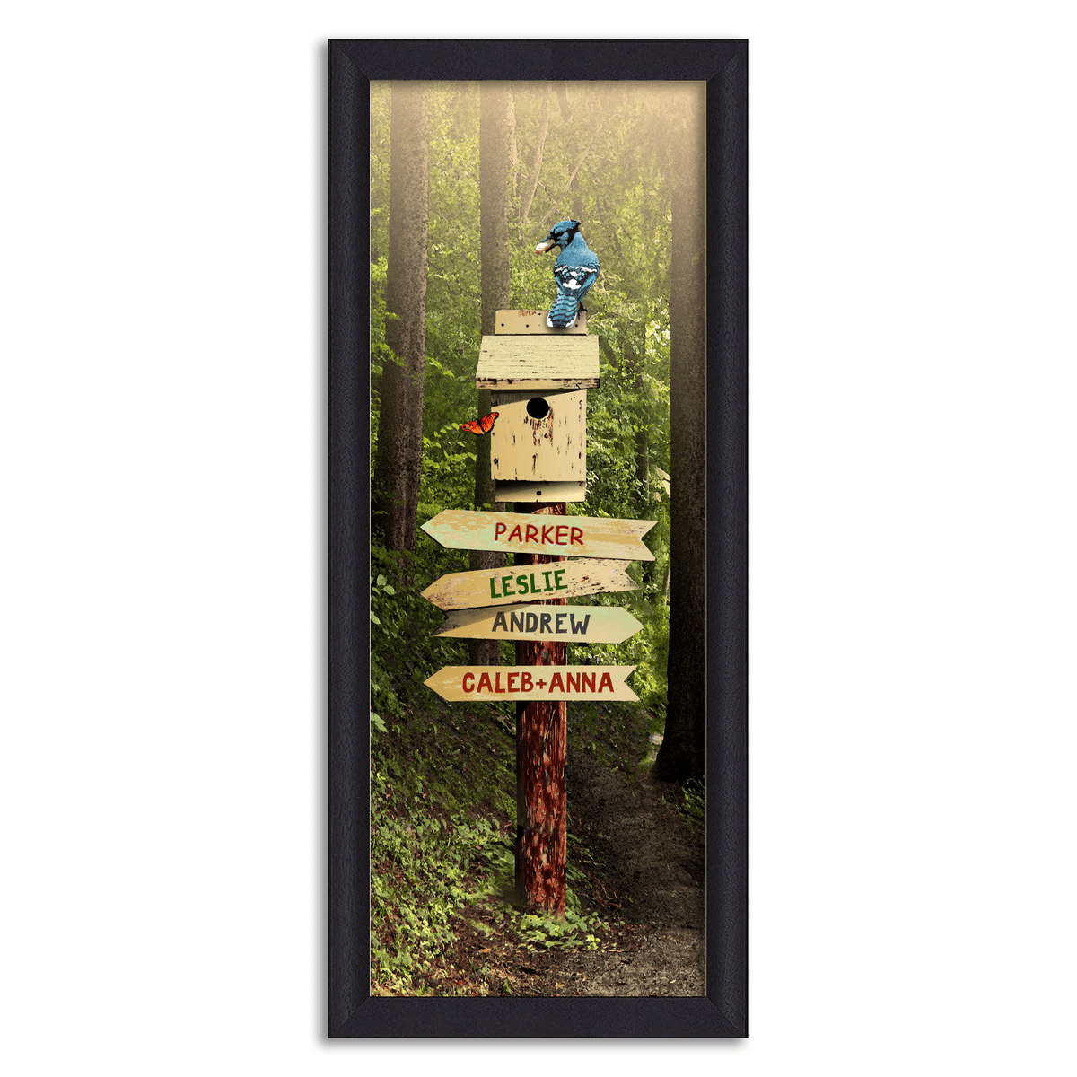 Personal-Prints art 13.5&quot;x32.5&quot; Framed Canvas Personalized Sign on a Forest Path