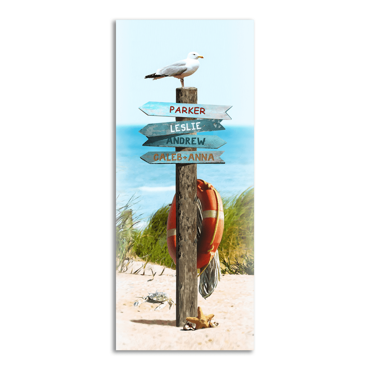 Personal-Prints art 6.5&quot;x18&quot; Block Mount Personalized Sign on the Ocean Beach