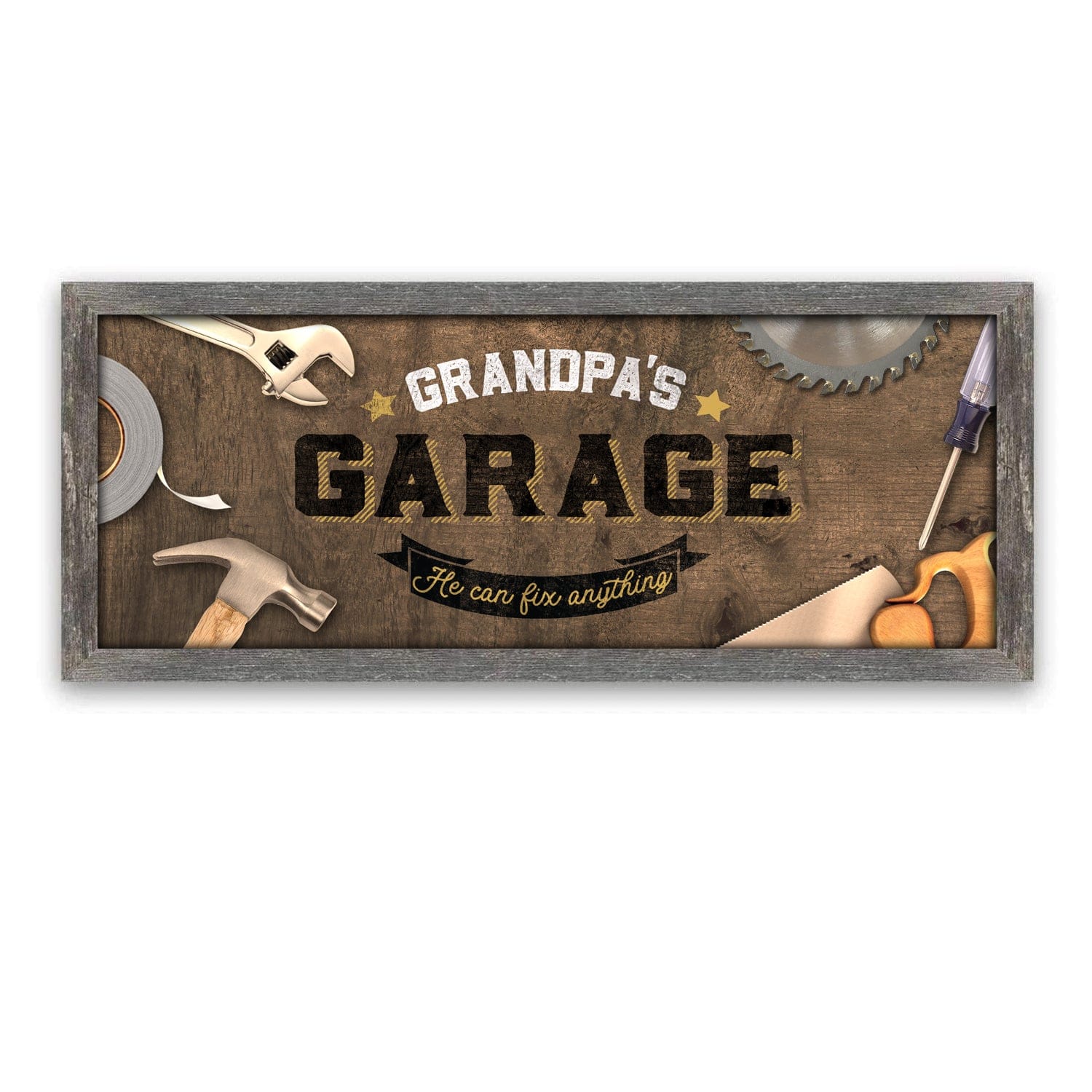 Personal-Prints art 13.5"x32.5" Framed Canvas (Grey Frame) Personalized Workshop Sign