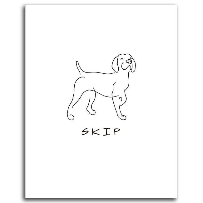 Personal-Prints art 6&quot;x8&quot; Mini Block Mount Pointer Dog Line Drawing