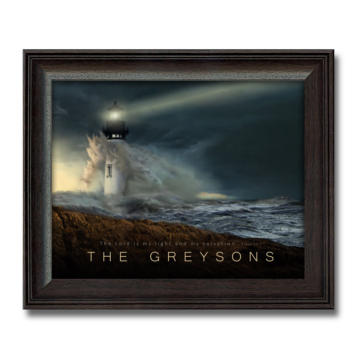 Personal-Prints art 12&quot;x15&quot; Under Glass Psalm 27:1 Lighthouse