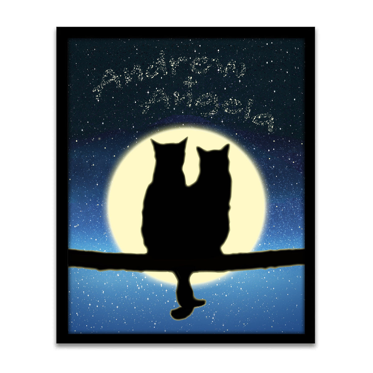 Personal-Prints art 12.5&quot;x15.5&quot; Framed Canvas Purrfect Night