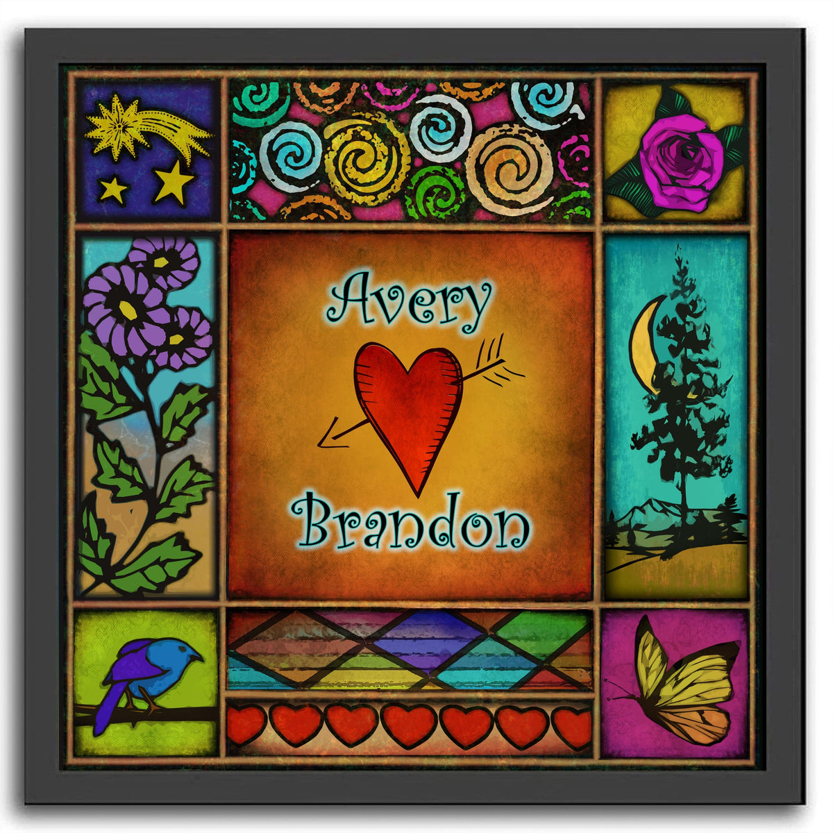 Personal-Prints art 15&quot;x15&quot; Framed Canvas Radiant Heart