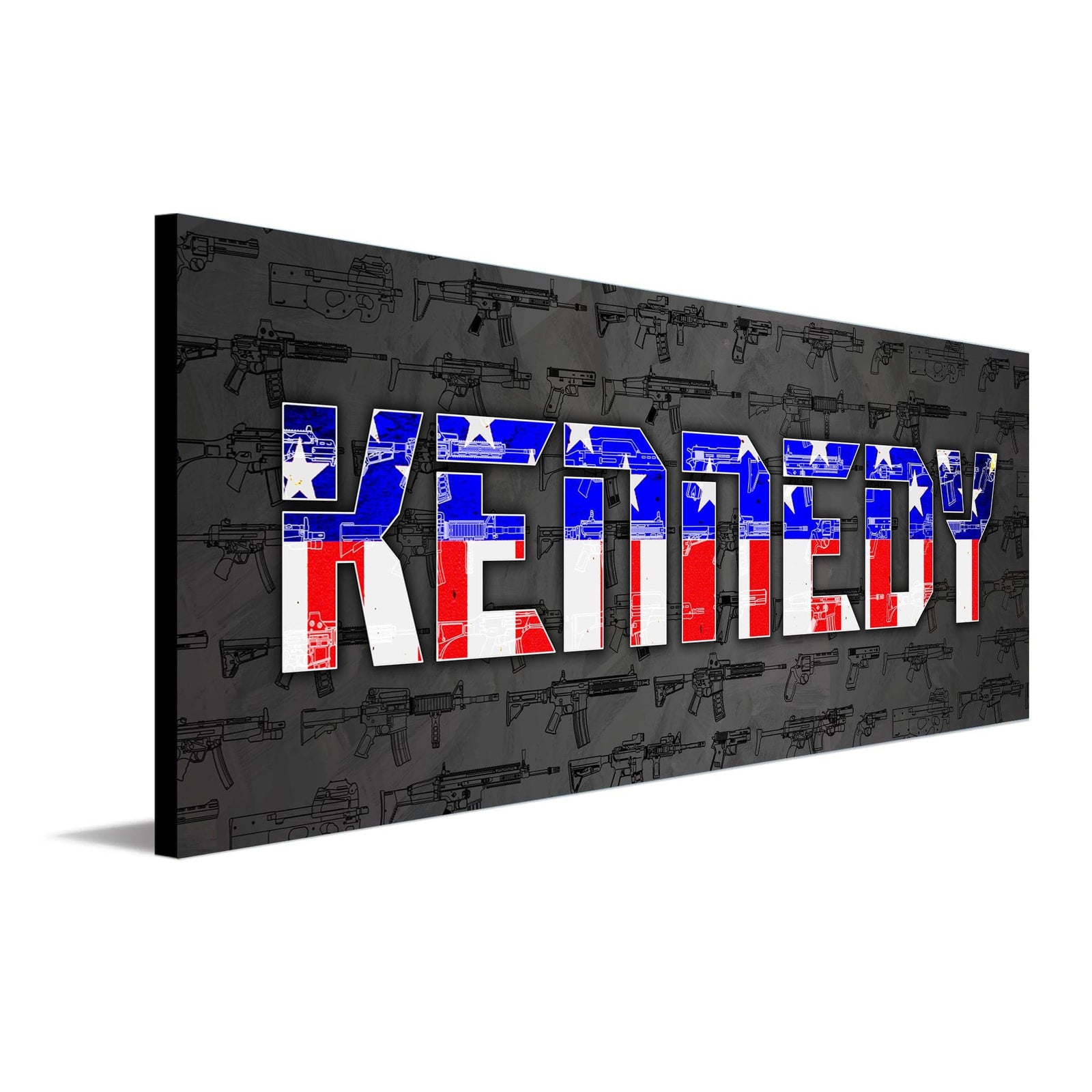 Personal-Prints art 6.5"x18" Block Mount Red, White & Gun Blueprint Sign