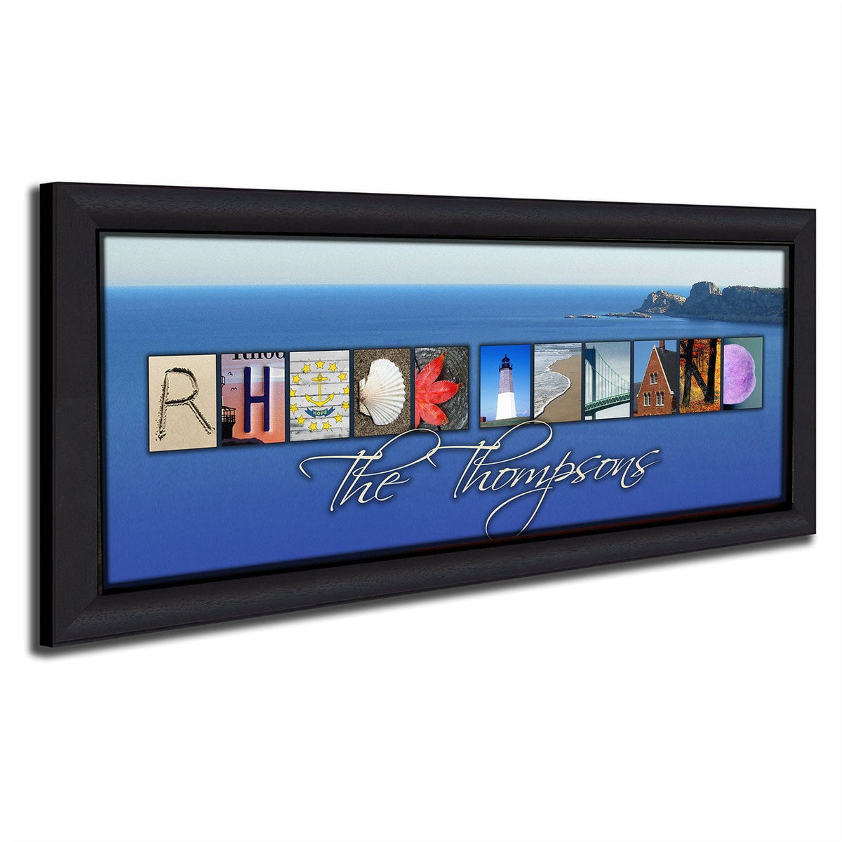 Personal-Prints art 13.5&quot;x32.5&quot; Framed Canvas RHODE ISLAND - State Name Art