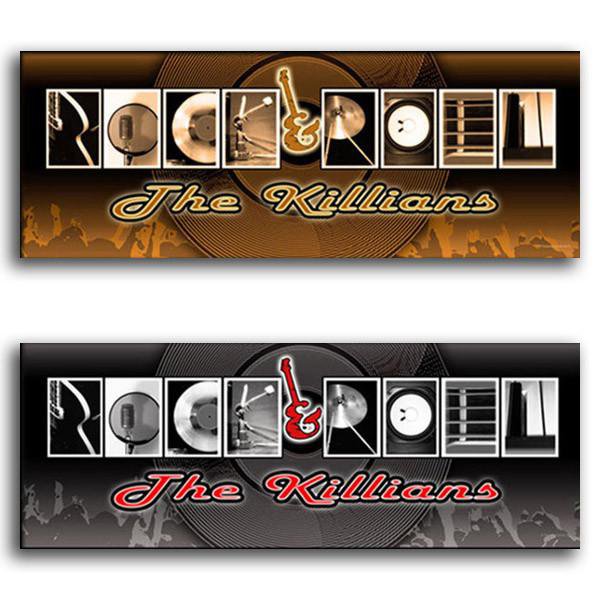 Personal-Prints art 9.5&quot;x26&quot; Block Mount / GOLD Rock &amp; Roll Letter Art