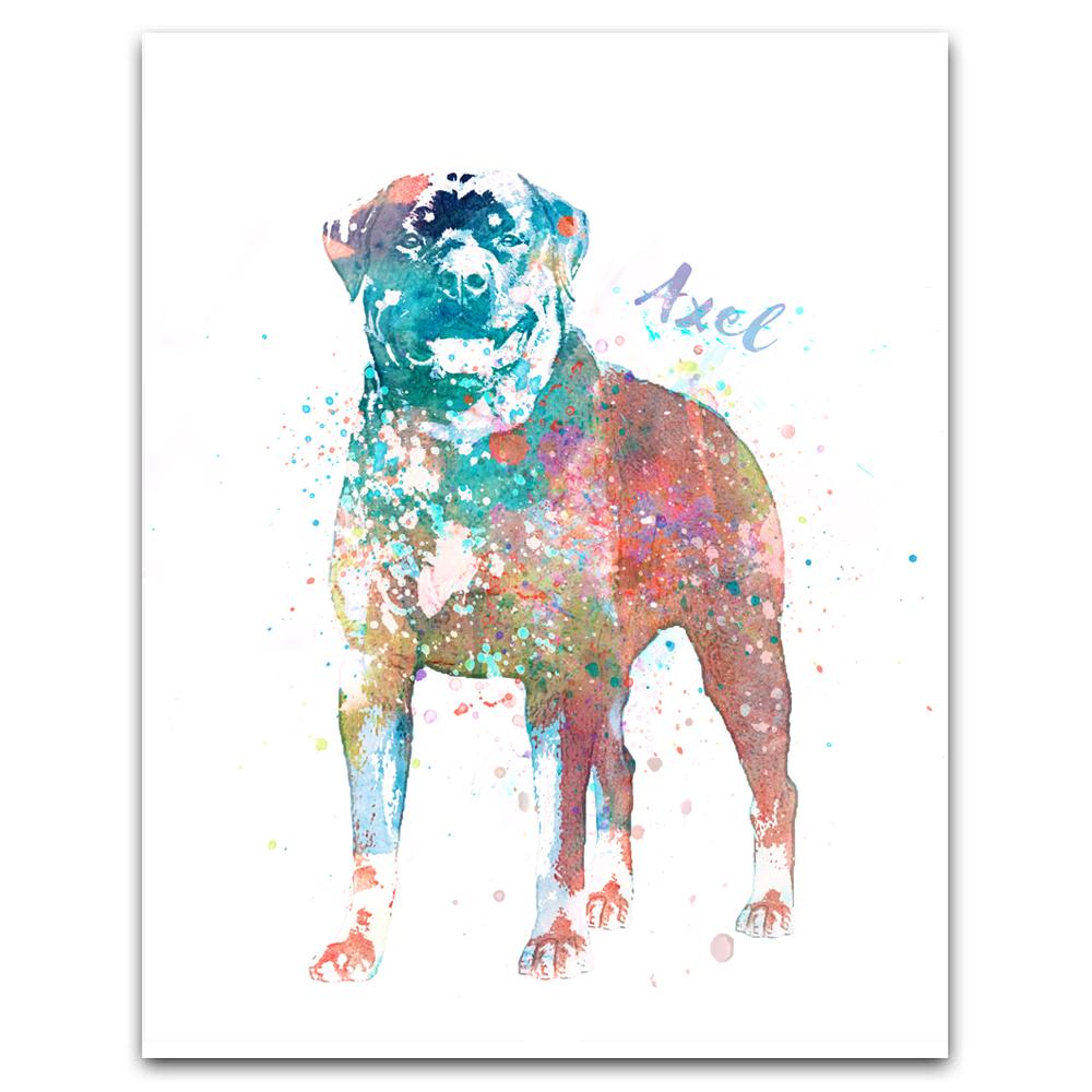 Personal-Prints art 6&quot;x8&quot; Block Mount Rottweiler Watercolor Print