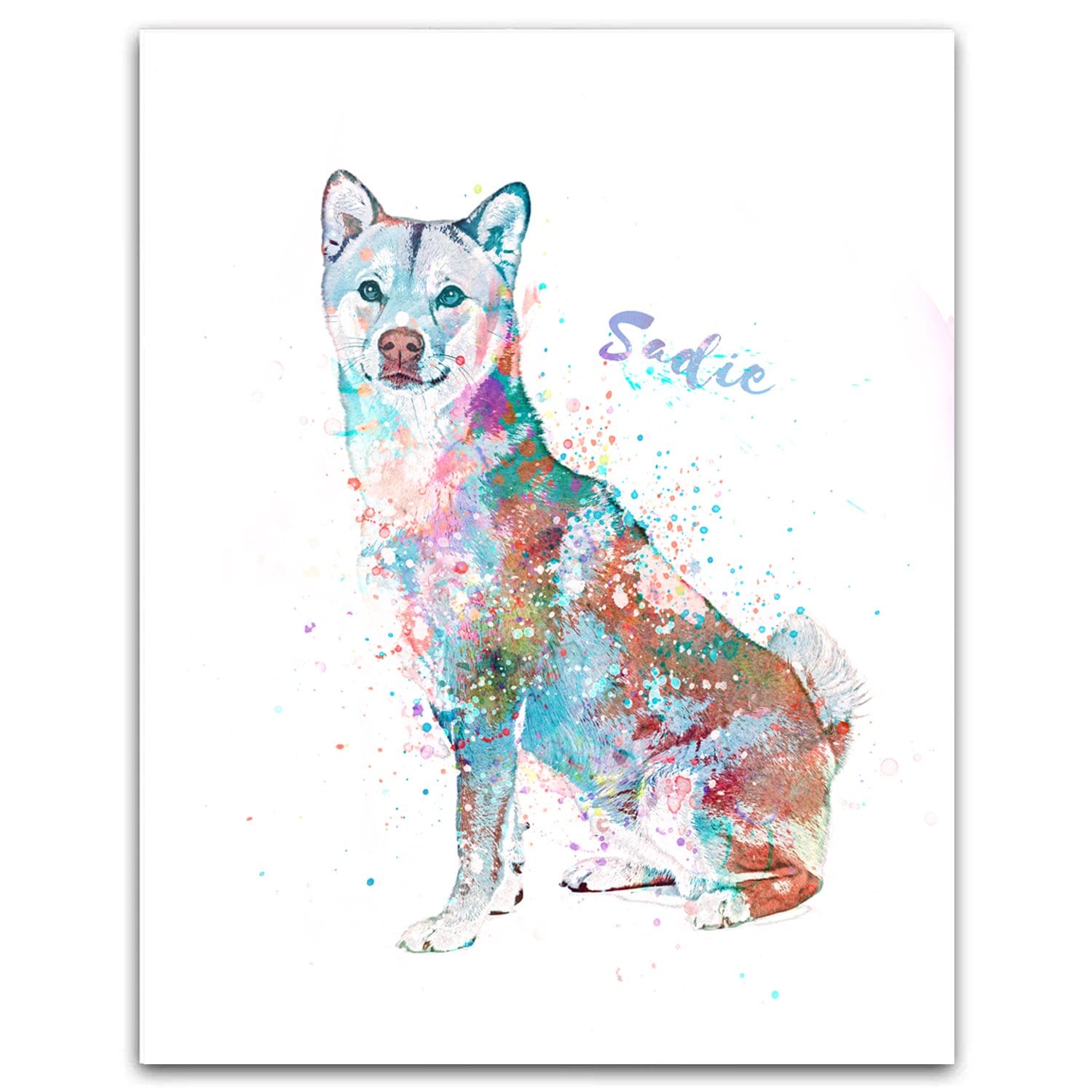 Personal-Prints art 6"x8" Block Mount Shiba Inu Watercolor Print