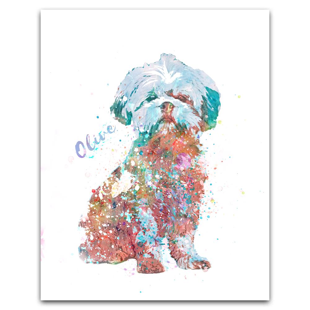 Personal-Prints art 6"x8" Block Mount Shih Tzu Watercolor Print