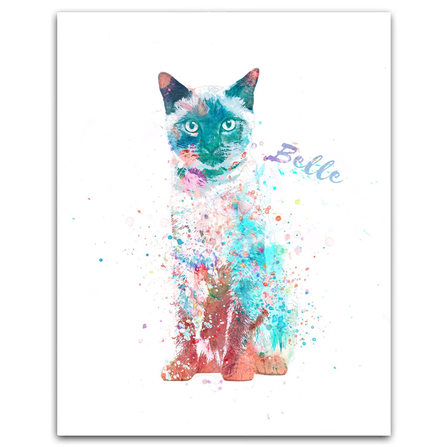 Personal-Prints art 6"x8" Block Mount Siamese Cat Watercolor Print