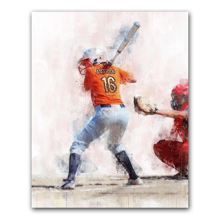 Personal-Prints art 11&quot;x14&quot; Block Mount Softball Personalized Print