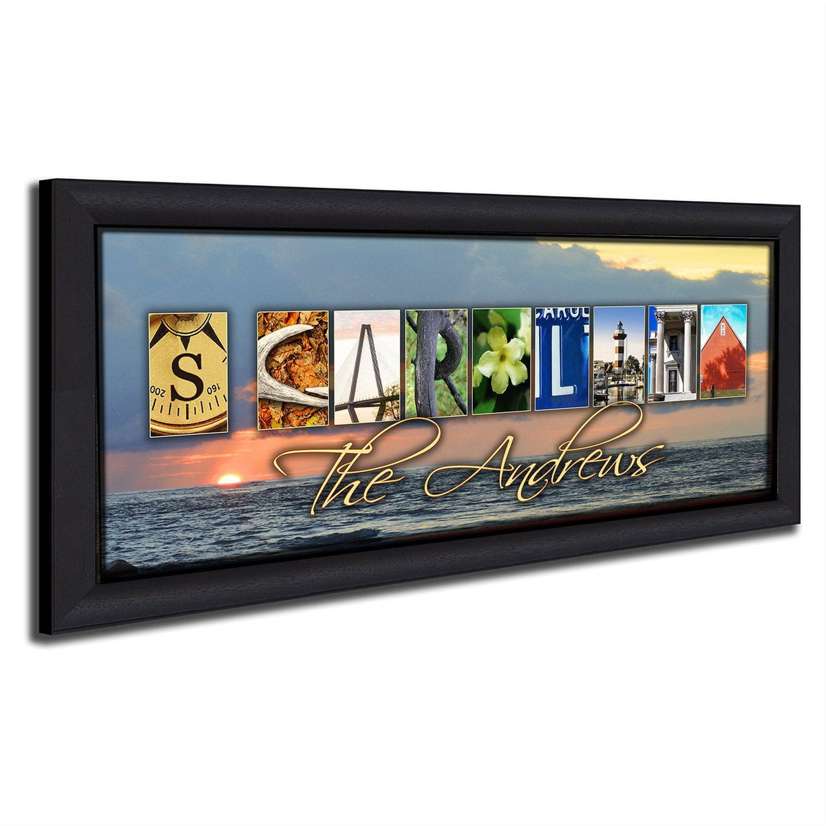 Personal-Prints art 13.5&quot;x32.5&quot; Framed Canvas SOUTH CAROLINA - State Name Art