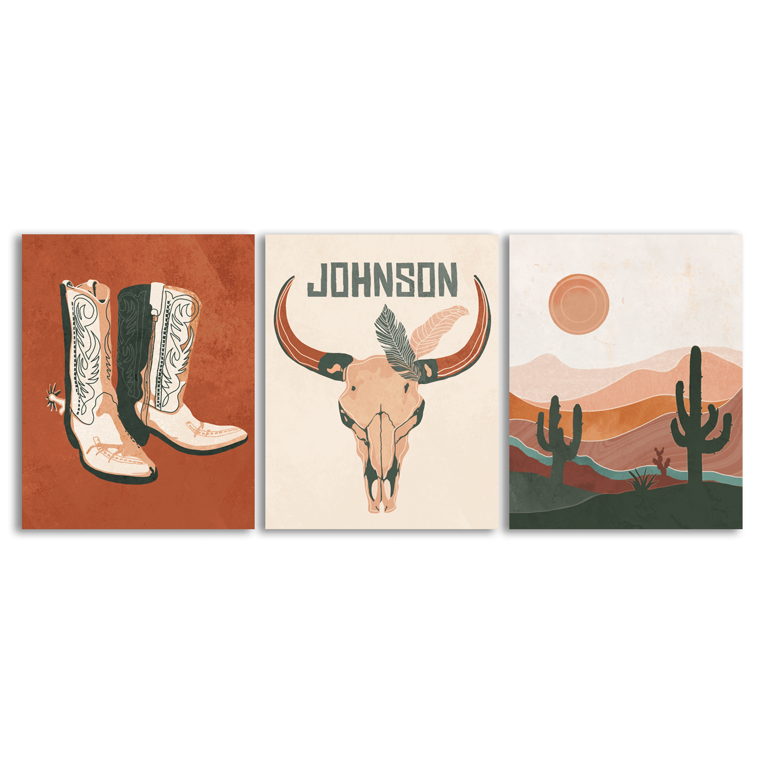 Personal-Prints art 6"x8" Block Mount Panels (3) Southwest Desert Print Set