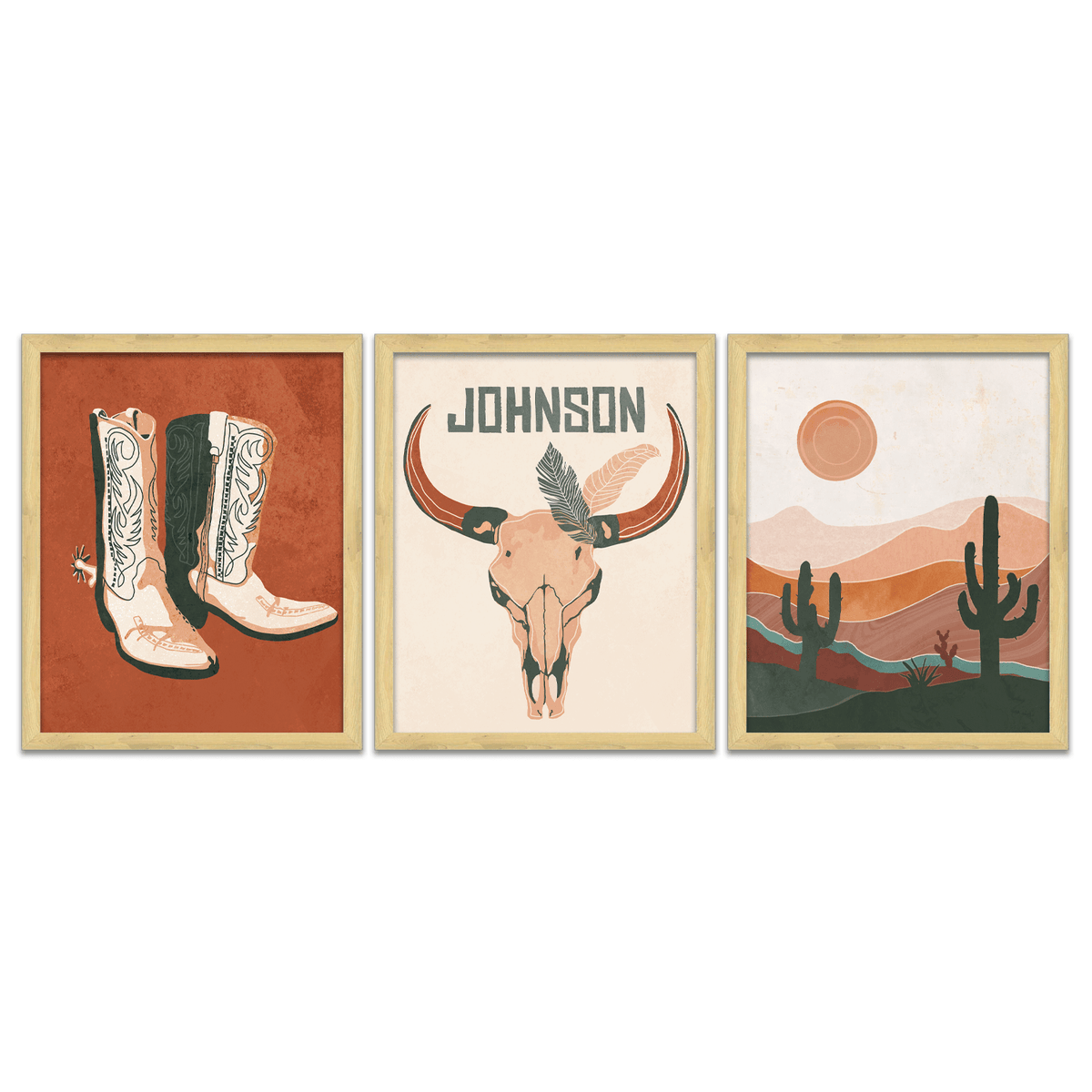 Personal-Prints art 12.5&quot;x15.5&quot; Framed Canvas (3) Southwest Desert Print Set