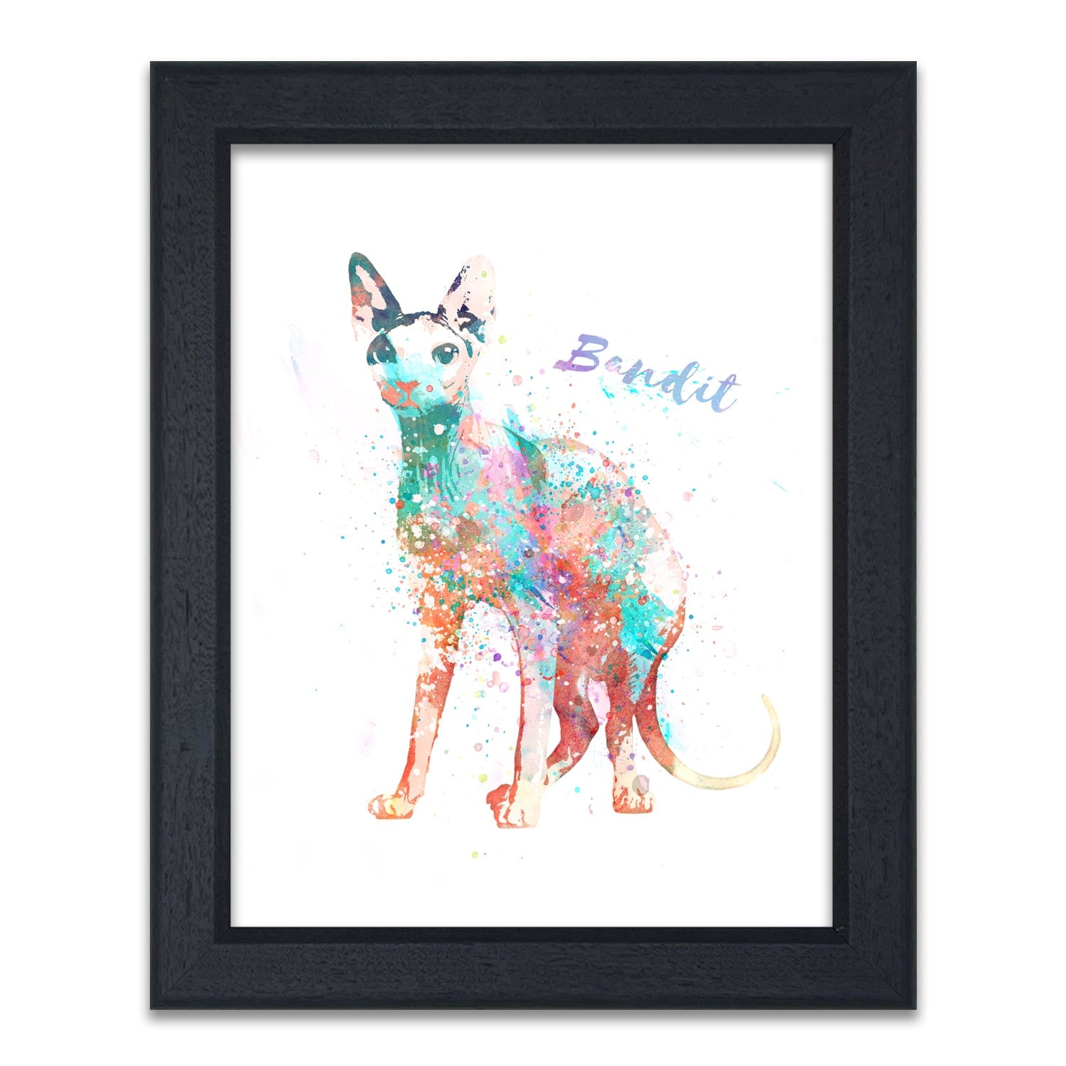 Personal-Prints art 14"x17" Under Glass Sphynx Cat Watercolor Print