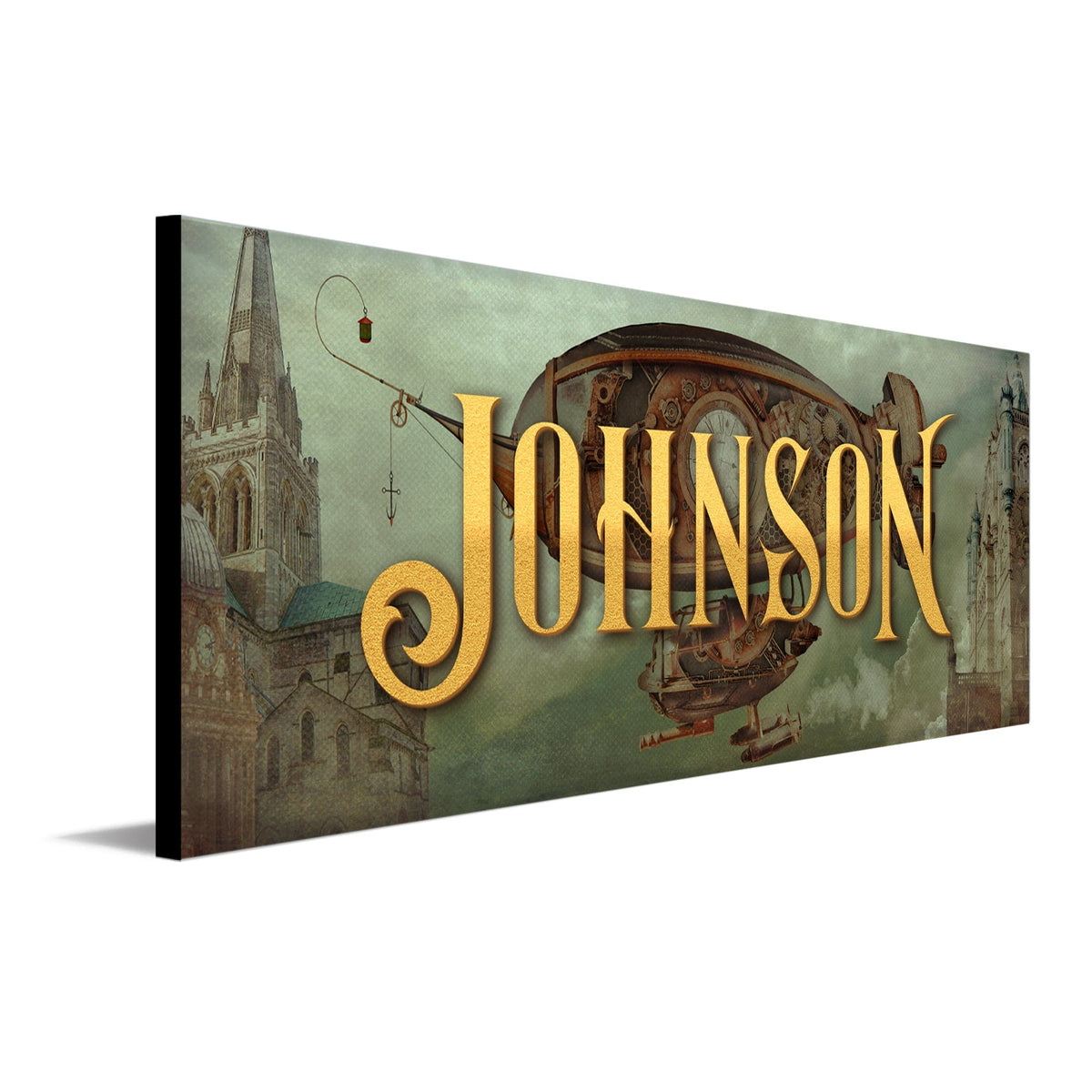 Personal-Prints art 6.5&quot;x18&quot; Block Mount Steampunk Name Art