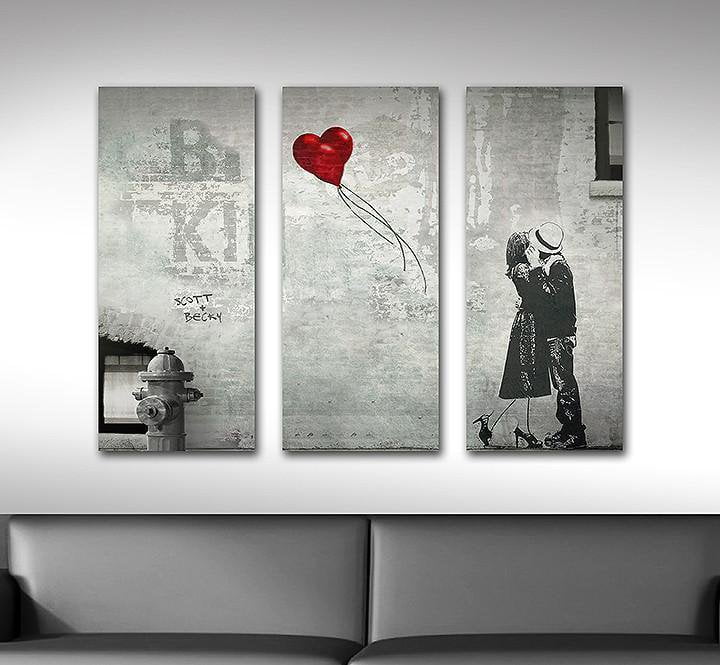 Personal-Prints art Street Heart - Triptych