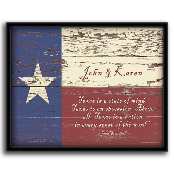 Personal-Prints art 12.5&quot;x15.5&quot; Framed Canvas Texas Flag