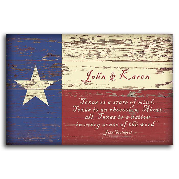 Personal-Prints art 11"x14" Block Mount Texas Flag