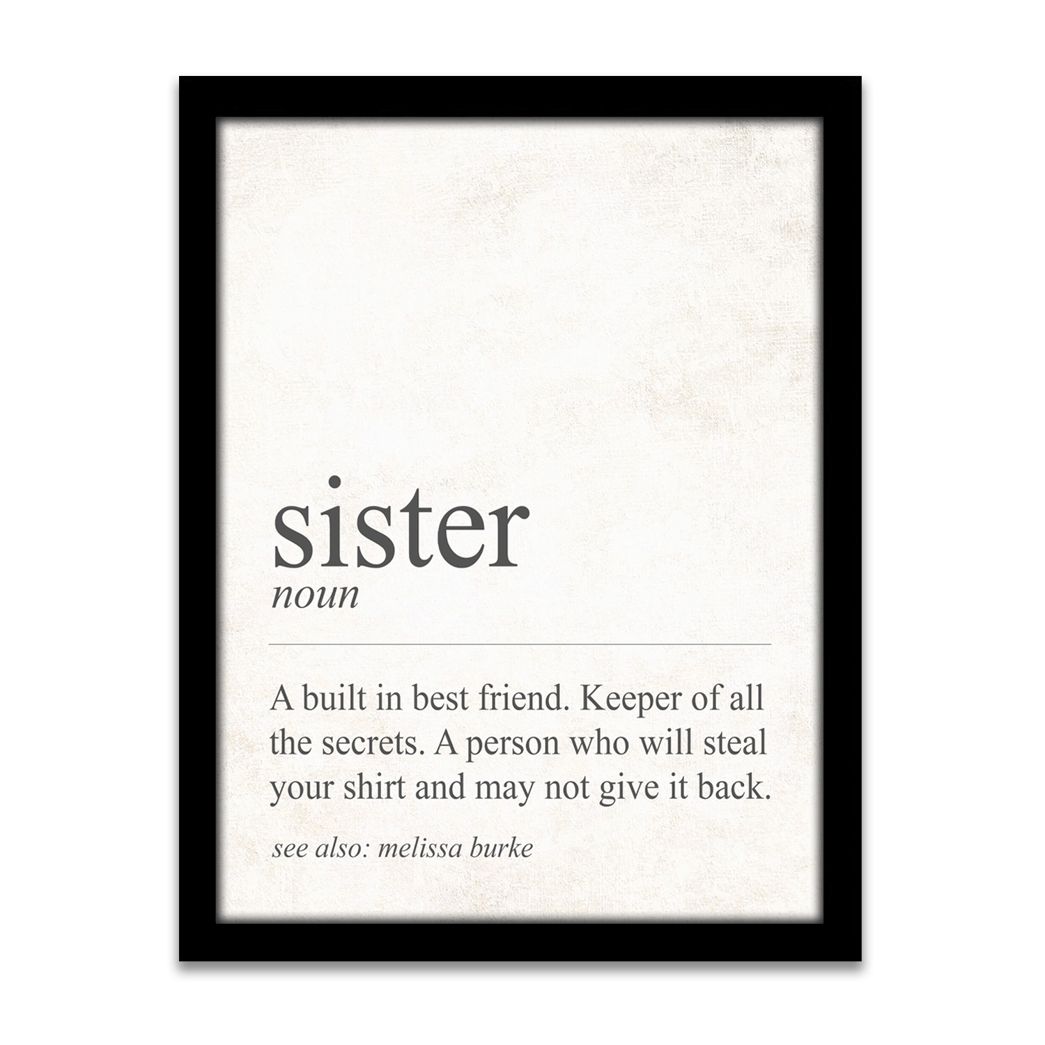 Personal-Prints art 12.5"x15.5" Framed Canvas The Definition of Sister