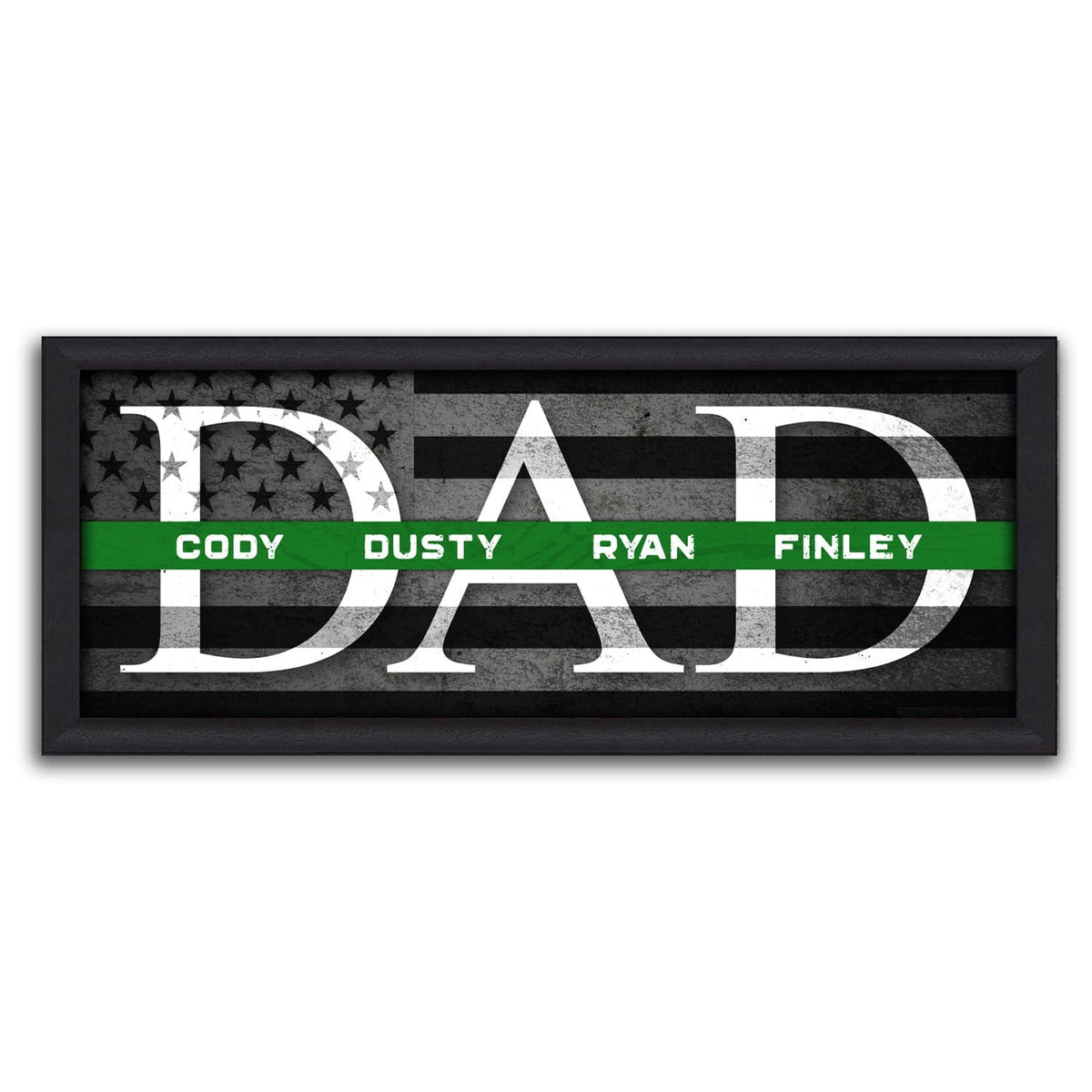 Personal-Prints art 13.5&quot;x32.5&quot; Framed Canvas Thin Line Dad &amp; Children Personalized Gift