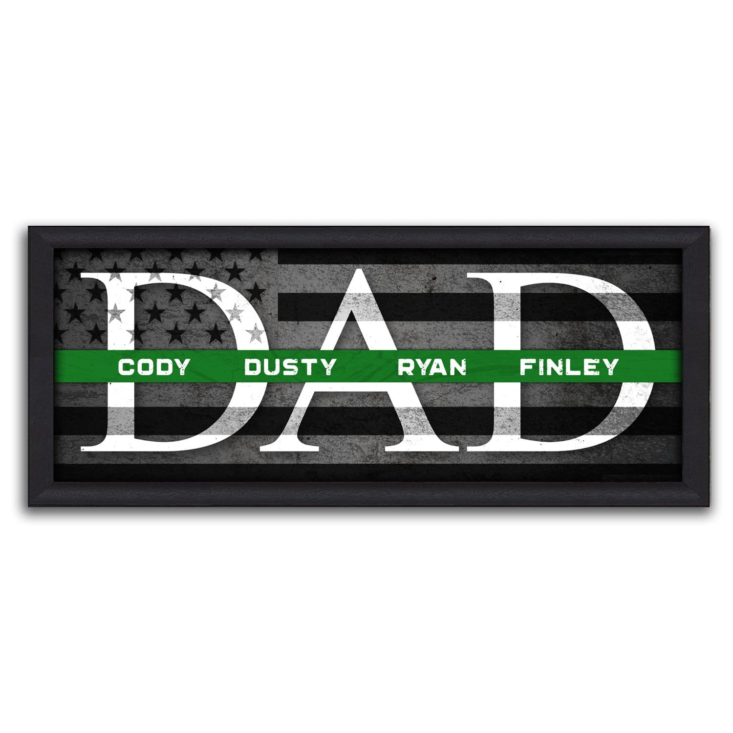 Personal-Prints art 13.5"x32.5" Framed Canvas Thin Line Dad & Children Personalized Gift