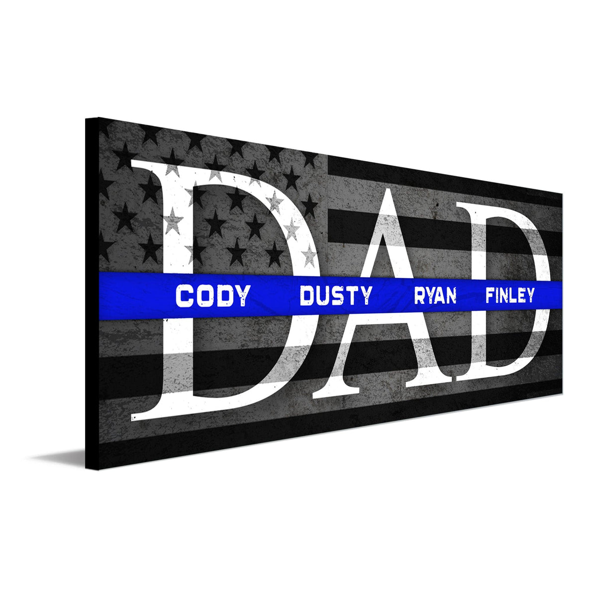 Personal-Prints art 6.5&quot;x18&quot; Block Mount Thin Line Dad &amp; Children Personalized Gift