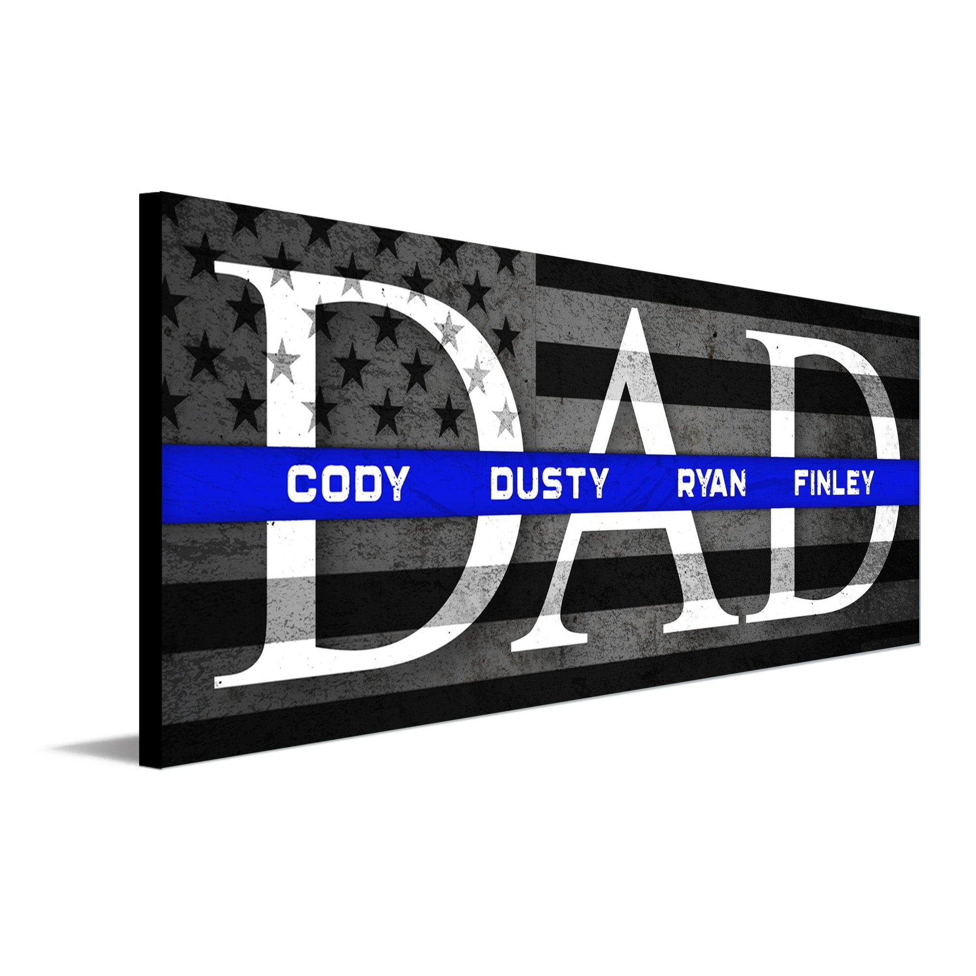 Personal-Prints art 6.5"x18" Block Mount Thin Line Dad & Children Personalized Gift